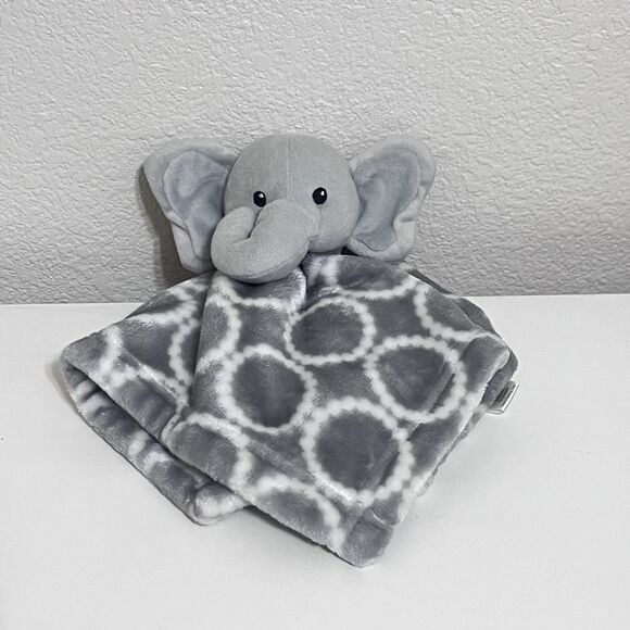 Hudson Baby HB Gray Elephant Circles Security Blanket Lovey Lovie Blankie - Picture 1 of 8